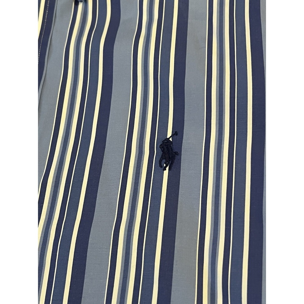 RALPH LAUREN Men's Blue Stripe Classic Fit Long-Sleeve Shirt Button-Down Large - Picture 4 of 6
